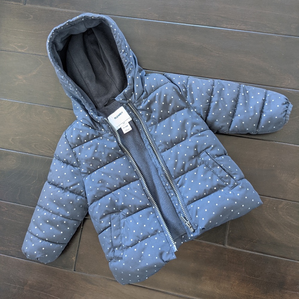 Old Navy Girls' Puffer Winter Jacket - Navy/Silver